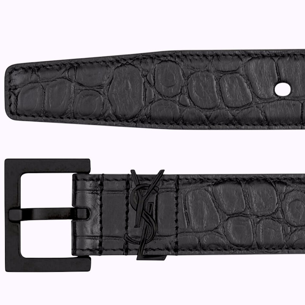 YSL CASSANDRE BELT IN CROCODILE EMBOSSED LEATHER “saint larent” unisex